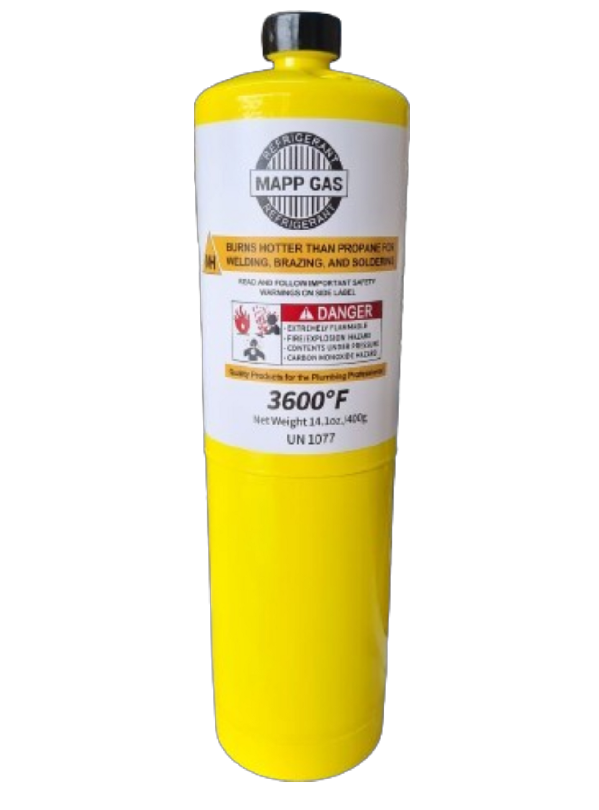 Cilindro de gas MAPP de 400g para soldadura HVAC, soldador de cobre, marca Refrigerant, uso en sistemas de refrigeración y calefacción