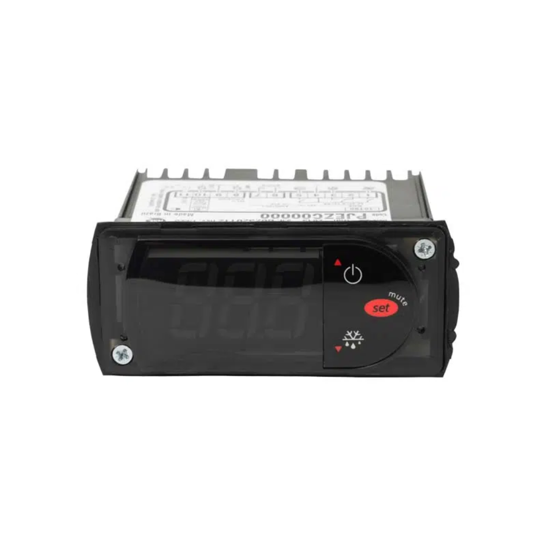 Controlador electrónico Carel PJEZC00000 con pantalla y botones para control de sistemas industriales.
