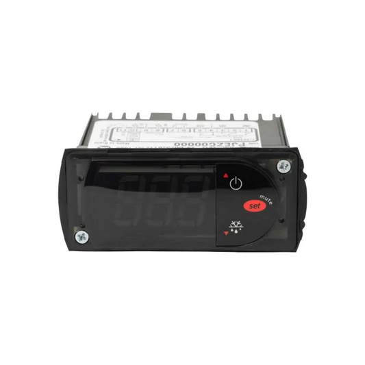 Controlador electrónico Carel PJEZC00000 con pantalla y botones para control de sistemas industriales.