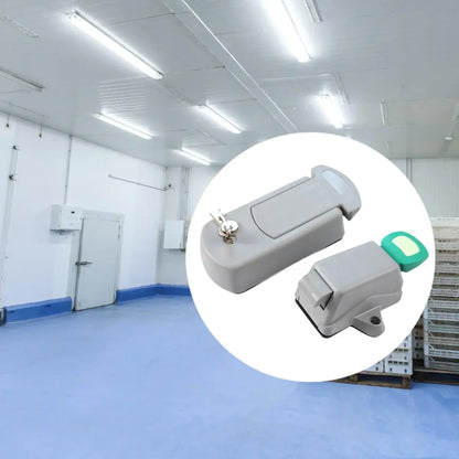 Cerradura para puerta de cámara frigorífica RC Frío Asistencias estilo tortuga con llave, herraje de cerrajería para uso en refrigeración