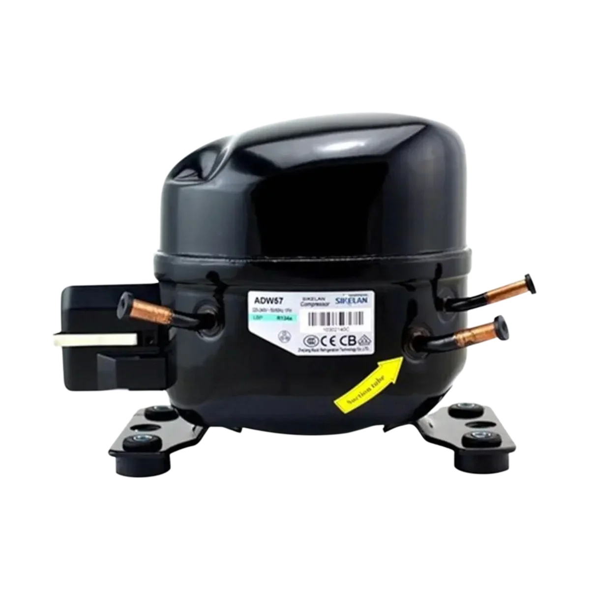 Motocompresor de refrigeración negro para cámaras frigoríficas y aires acondicionados