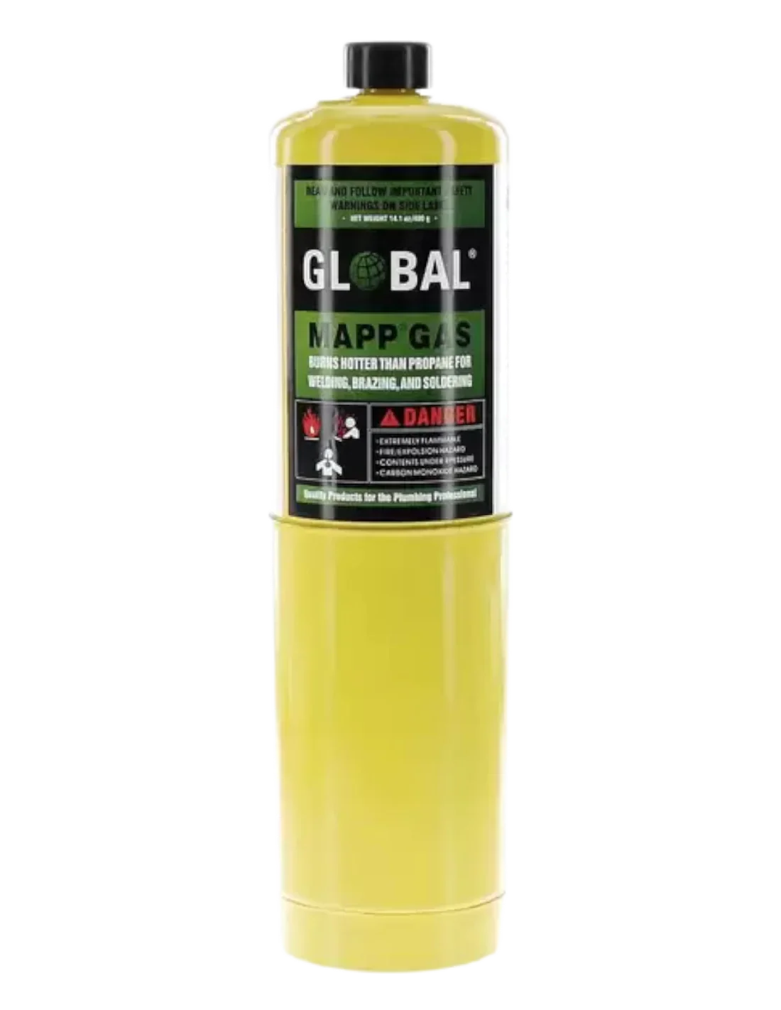 Cilindro de gas MAPP amarillo para soldadura y refrigeración industrial
