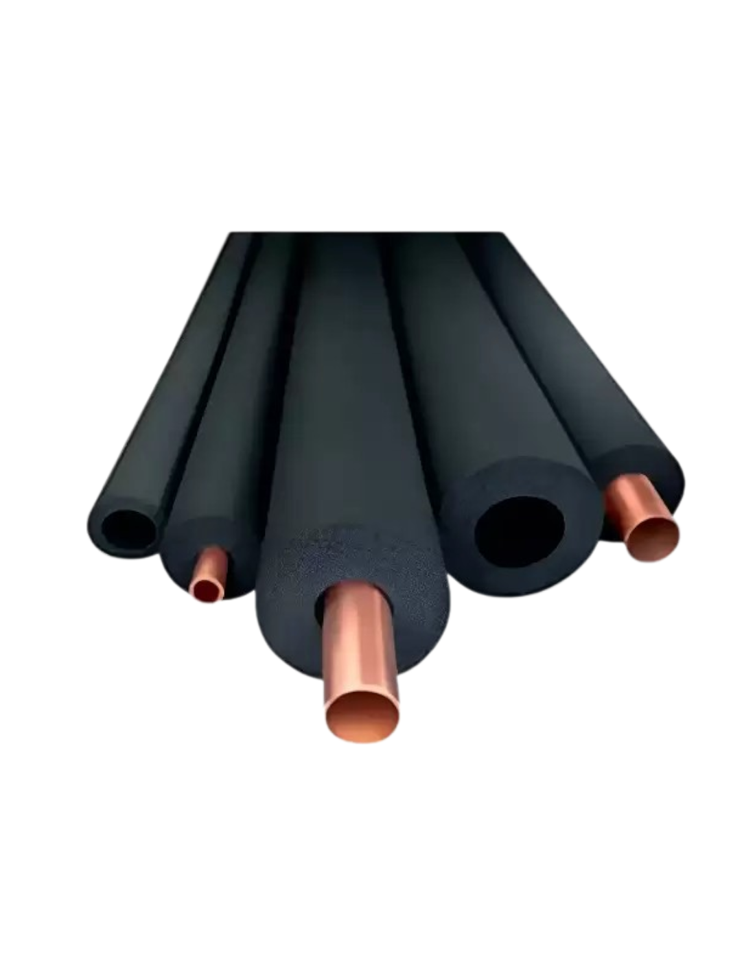 Aislación térmica para tubería de 9mm x 2m, resistente a UV y corrosión, marca RC Frío Asistencias, muestra la capa aislante.