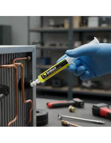 Detector de fugas de refrigerante UV brillante Errecom, herramienta de diagnóstico con tinta fluorescente para localizar fugas.